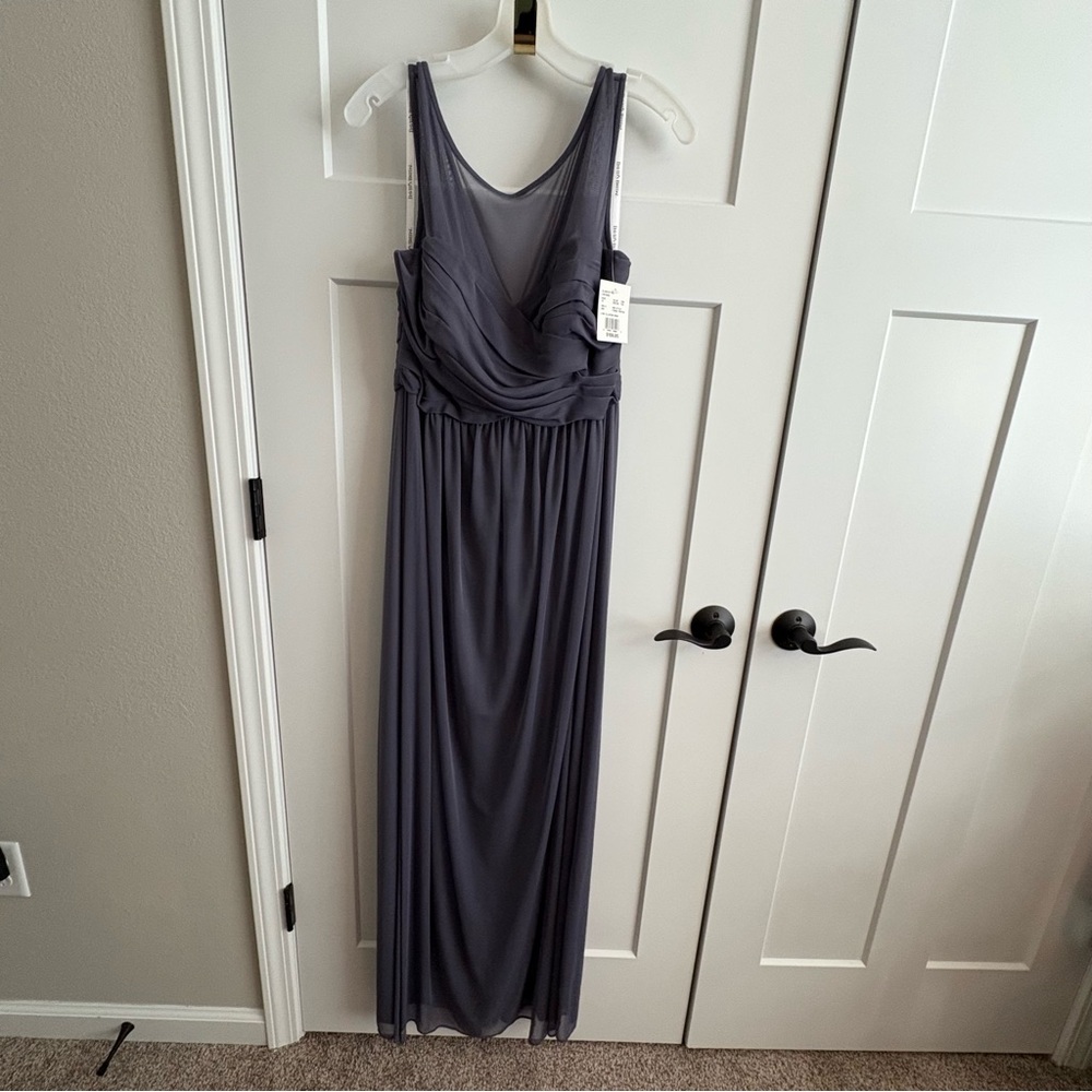 NWT David’s Bridal Size 14 Pewter Gray Bridesmaid Prom Formal Gown